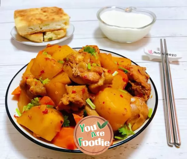 Stewed chicken legs with potatoes and carrots#