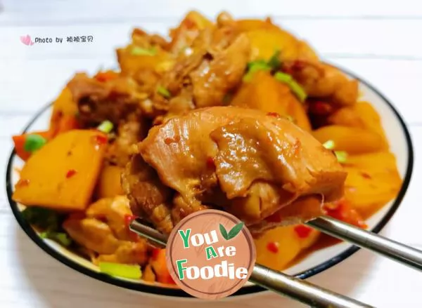 Stewed chicken legs with potatoes and carrots#