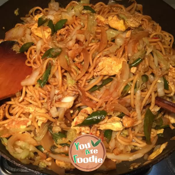 Home cooked fried noodles