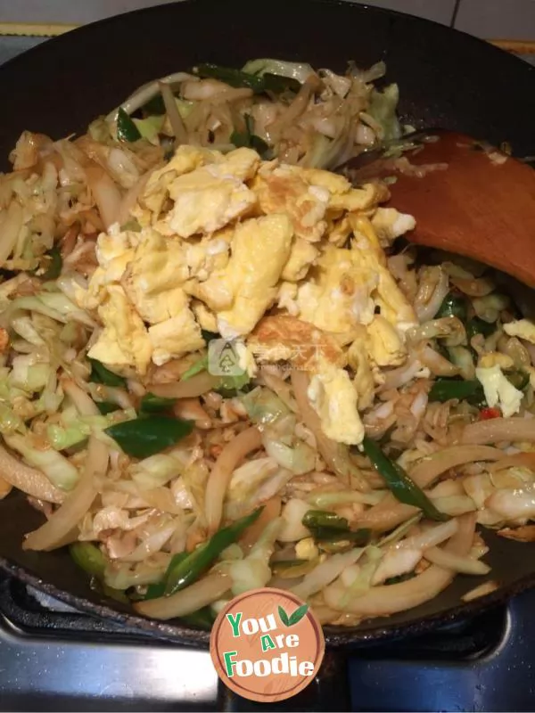 Home cooked fried noodles