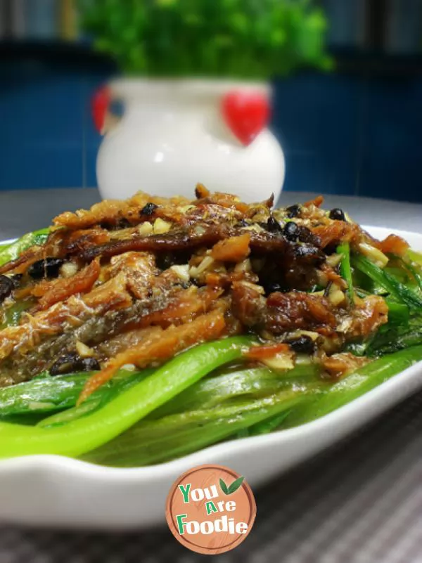 Sauteed-Lettuce-with-Diced-Fish-in-Black-Bean-Sauce