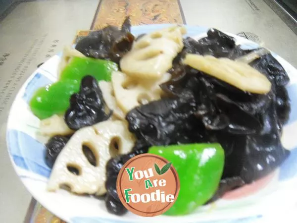 Fried agaric with lotus root