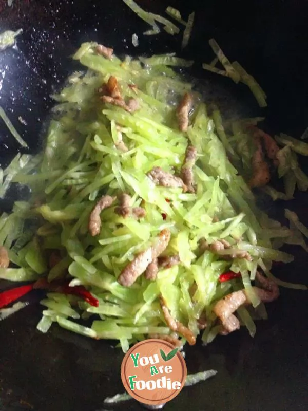 Stir fried shredded lettuce