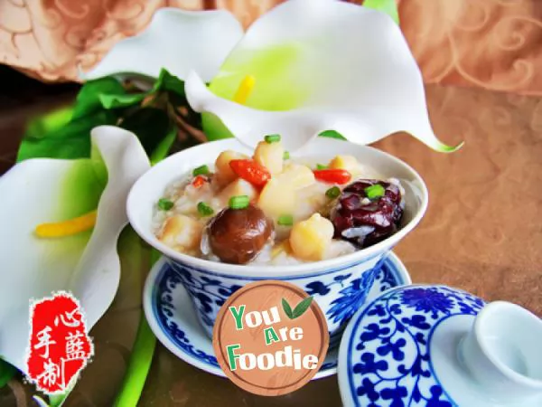 Heart blue hand-made private dish [wolfberry and yaozhu double rice porridge] - the tenderness of bowing your head