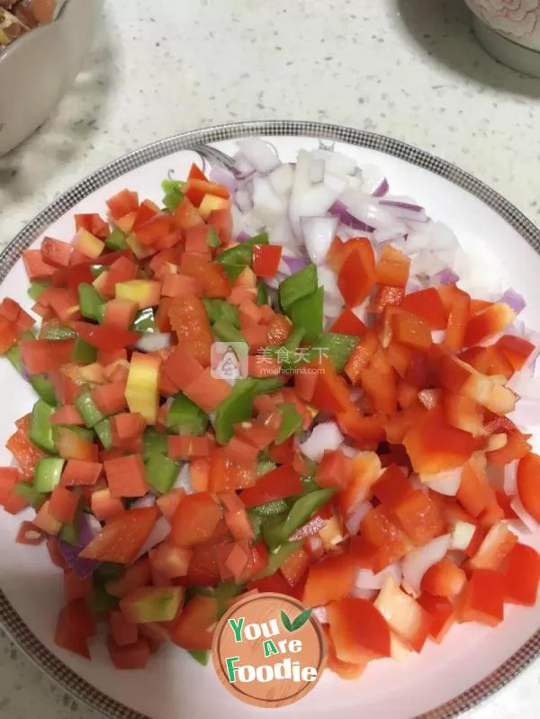 Fried diced chicken with carrot