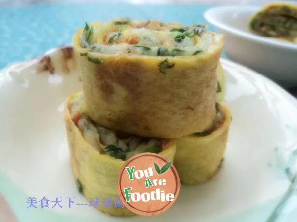 [egg roll with leek meat floss]