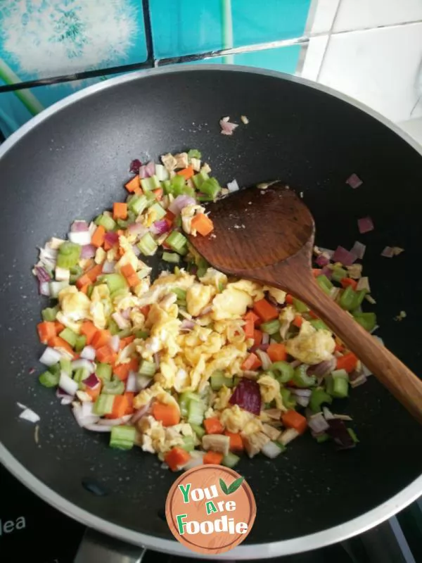 Multicolored fried rice