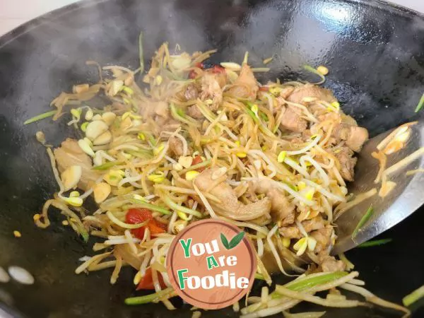 Braised Noodles with Pork Slices and Soybean Sprouts