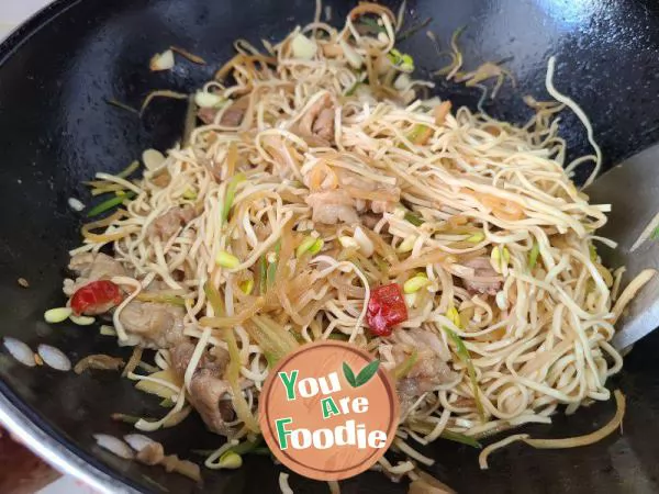 Braised Noodles with Pork Slices and Soybean Sprouts