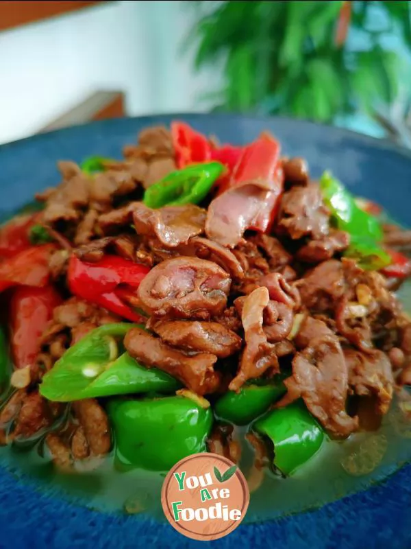 Stir fried duck heart