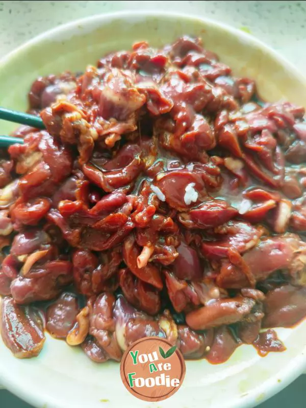 Stir fried duck heart