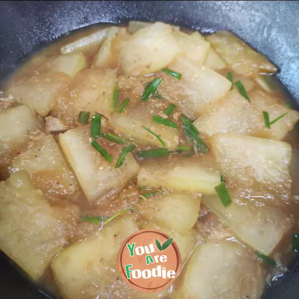 Braised white gourd with sliced meat and shrimp skin