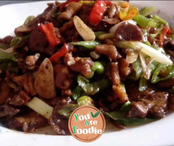 Stir fried chicken offal