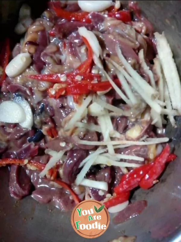 Stir fried chicken offal