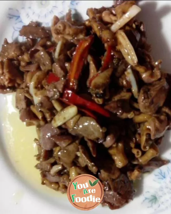 Stir fried chicken offal