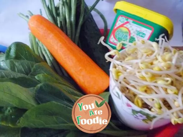 [fried noodles with jam, pattern making] fried noodles with diced meat and nuts