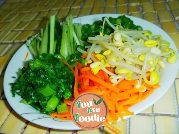 [fried noodles with jam, pattern making] fried noodles with diced meat and nuts