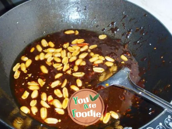 [fried noodles with jam, pattern making] fried noodles with diced meat and nuts