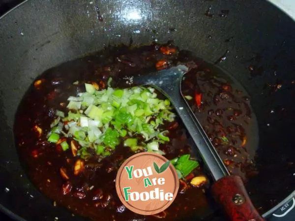 [fried noodles with jam, pattern making] fried noodles with diced meat and nuts