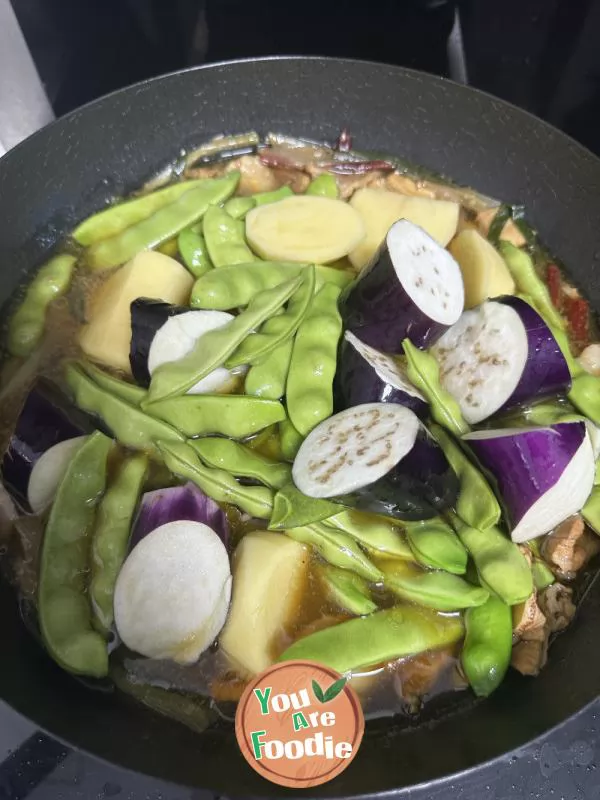 Eggplant and bean Steamed rolls in one pot