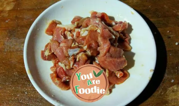 Warm food - boiled meat slices