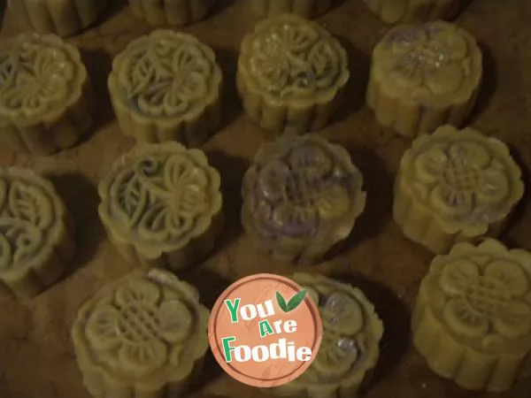 Cantonese style moon cake with bean paste and egg yolk