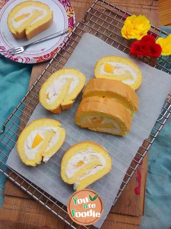 Mango Cream Cake Roll