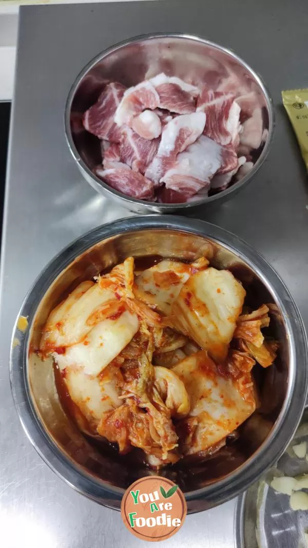 Korean Fried Rice Cake with Kimchi and Cheese