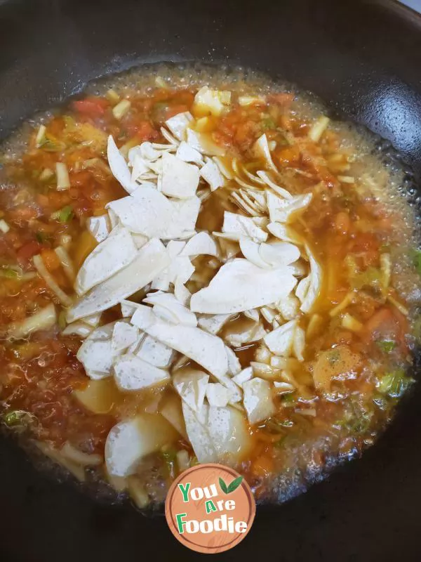 Warm food in winter - dumpling skin soup noodles