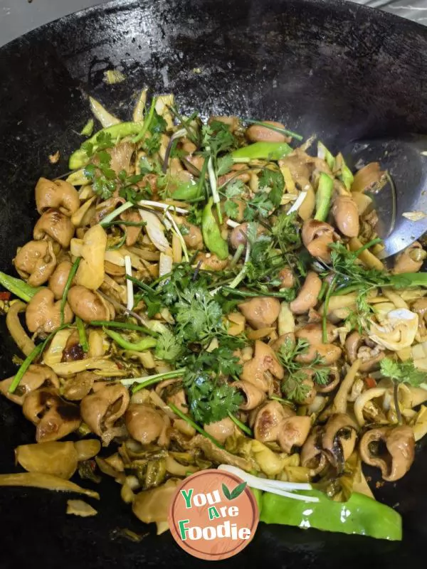 Stir fried Pork Intestine with Pickled Cabbage in Old Pot