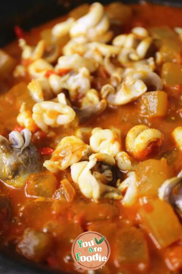 Stewed rice with cuttlefish and white gourd