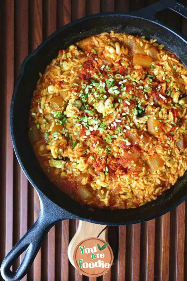 Stewed rice with cuttlefish and white gourd