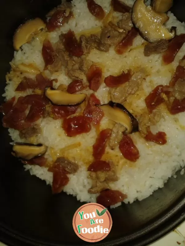 Rice with mushroom and sausage