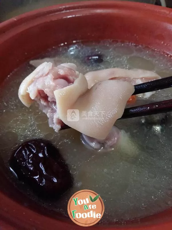 Braised sea cucumber and pig feet in casserole