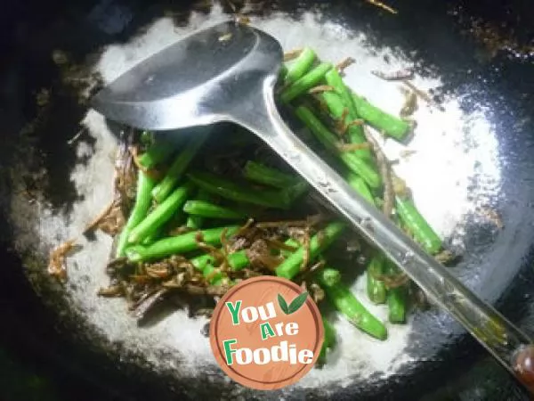 Stir fried plum beans with bamboo shoots and vegetables