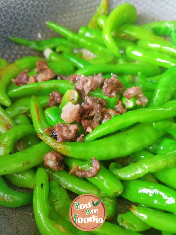 Stir fried green pepper