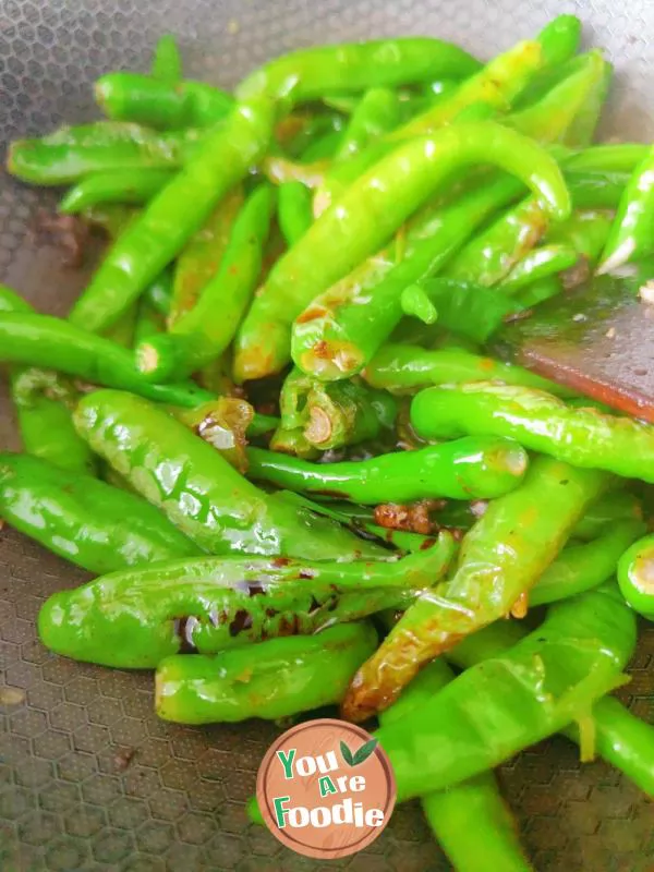 Stir fried green pepper