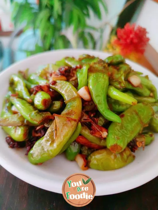 Stir fried green pepper