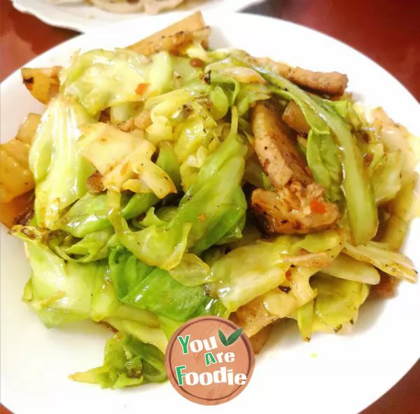 Stir fried cabbage with double cooked pork