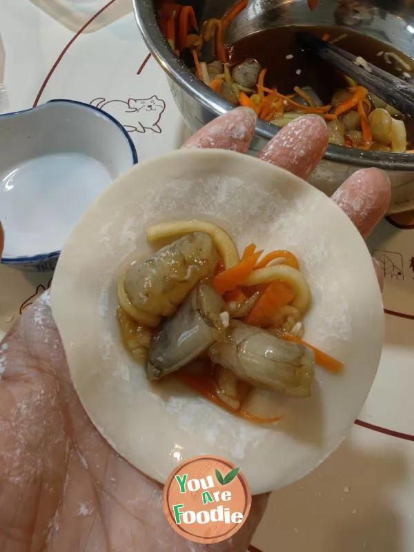 Fresh shrimp and vegetable dumplings