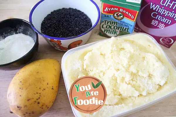 [mango, white snow, black glutinous rice] classic Hong Kong dessert is very sweet