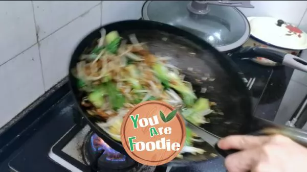 Fried noodles with shredded pork and bean sprouts