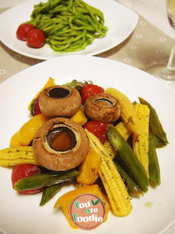 Colorful assorted roasted vegetables