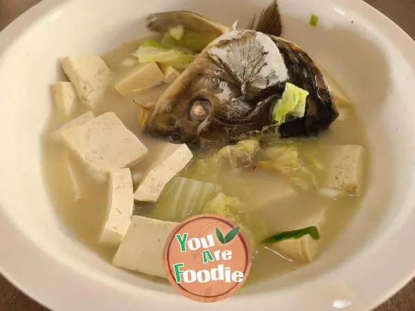 Stewed Fish Head with Cabbage and Tofu