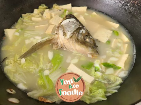 Stewed Fish Head with Cabbage and Tofu