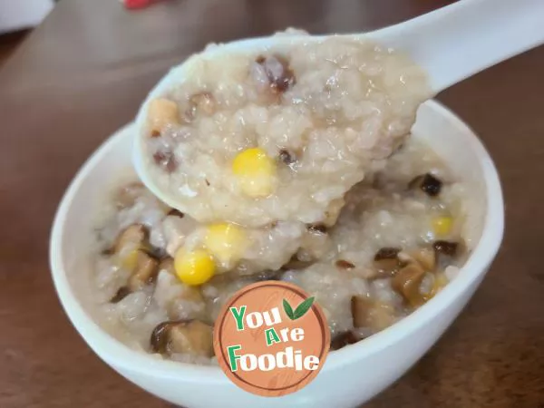 Mushroom and corn Congee