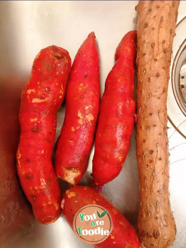 Baked yam and sweet potato