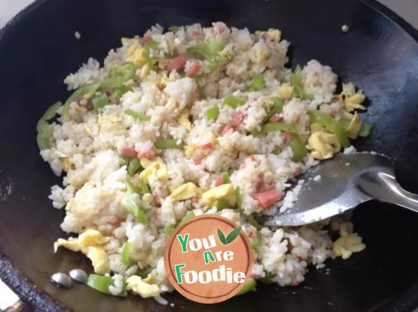 Fried rice with Diced Pork and egg with green pepper