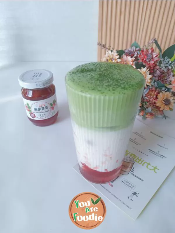Matcha milk cover strawberry milk