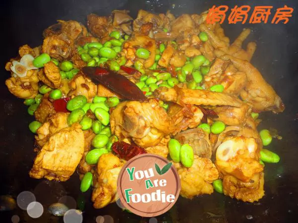 [one chicken for two] ----- braised three yellow chicken with green beans